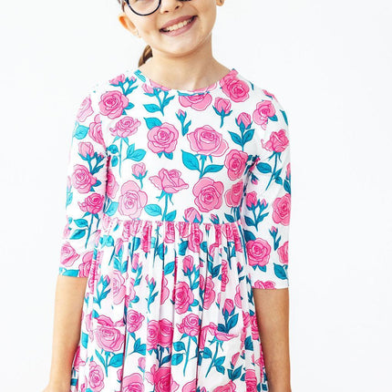 Garden Glow 3/4 Sleeve Pocket Twirl Dress
