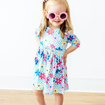 Crazy Daisy 3/4 Sleeve Pocket Twirl Dress