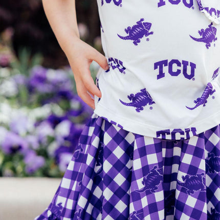 TCU Plaid Frog Ruffle Twirl Skort