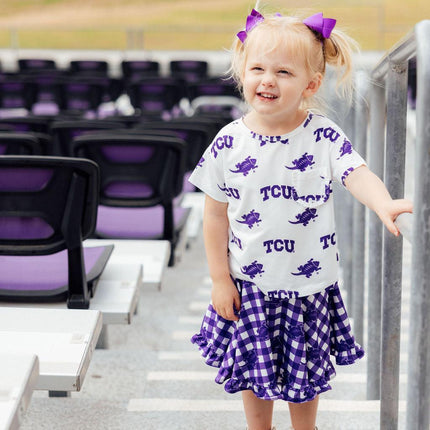 TCU Plaid Frog Ruffle Twirl Skort