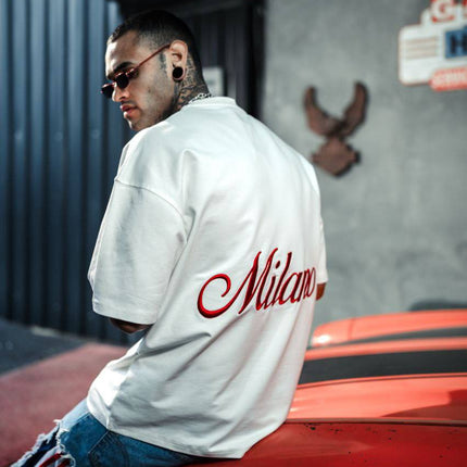 Men's Oversize 'Milano' Embroidered T-Shirt - Streetwear Designer Tee