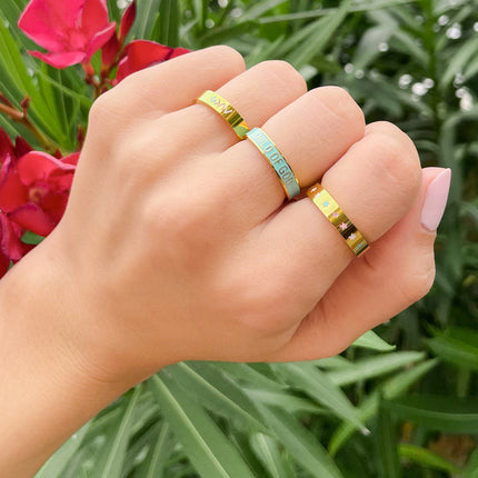 Mint Enamel Child of God Ring