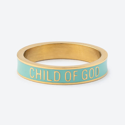 Mint Enamel Child of God Ring