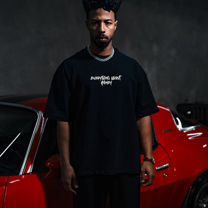 Everything About Money Urban Graphic Tee – Bold Typography Streetwear for the Hustle