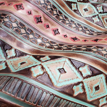 Turquoise Navajo Embossed Leather Hat Band Only 950b