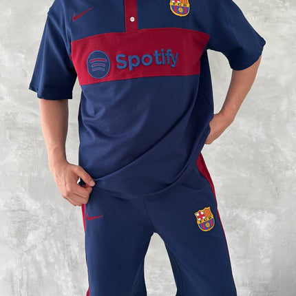 Blaugrana Spirit Men's Polo & Shorts Set – Modern Football Style