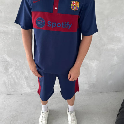 Blaugrana Spirit Men's Polo & Shorts Set – Modern Football Style