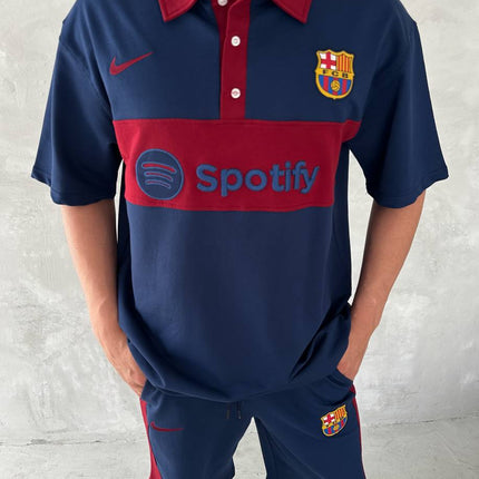 Blaugrana Spirit Men's Polo & Shorts Set – Modern Football Style
