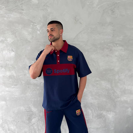 Blaugrana Spirit Men's Polo & Shorts Set – Modern Football Style