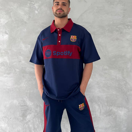 Blaugrana Spirit Men's Polo & Shorts Set – Modern Football Style