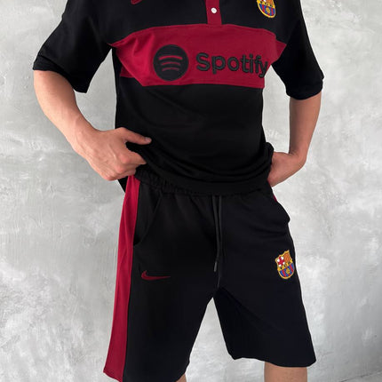 Blaugrana Spirit Men's Polo & Shorts Set – Modern Football Style