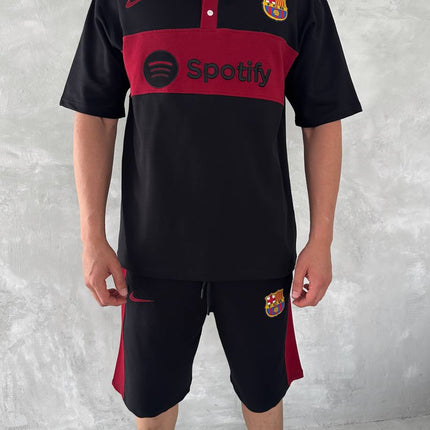 Blaugrana Spirit Men's Polo & Shorts Set – Modern Football Style