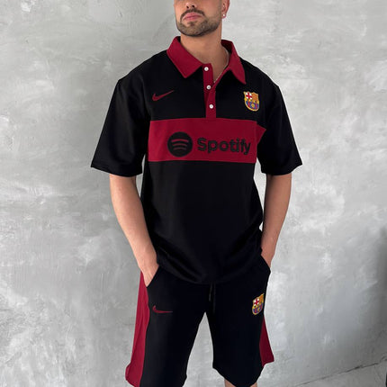 Blaugrana Spirit Men's Polo & Shorts Set – Modern Football Style