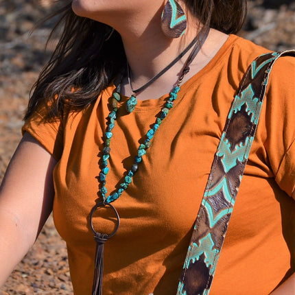 Leather Choker with Genuine Natural Turquoise Accent 242z