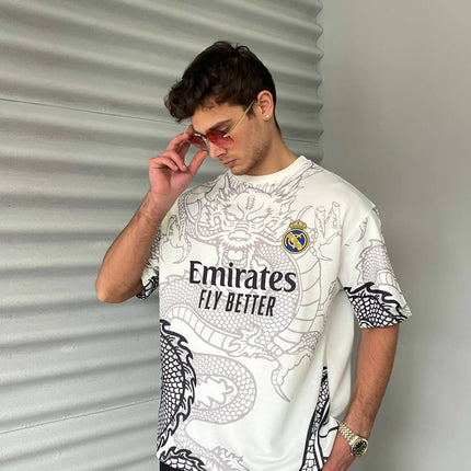 New Season Real Madrid Dragon Printed Oversized T-Shirt