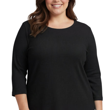Women's Ribbed 3/4 Sleeve Crew Neck Cotton Top