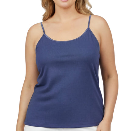 Women's Essential Adjustable Strap Camisole in Soft Cotton Blend Fabric with a built in Shelf Bra