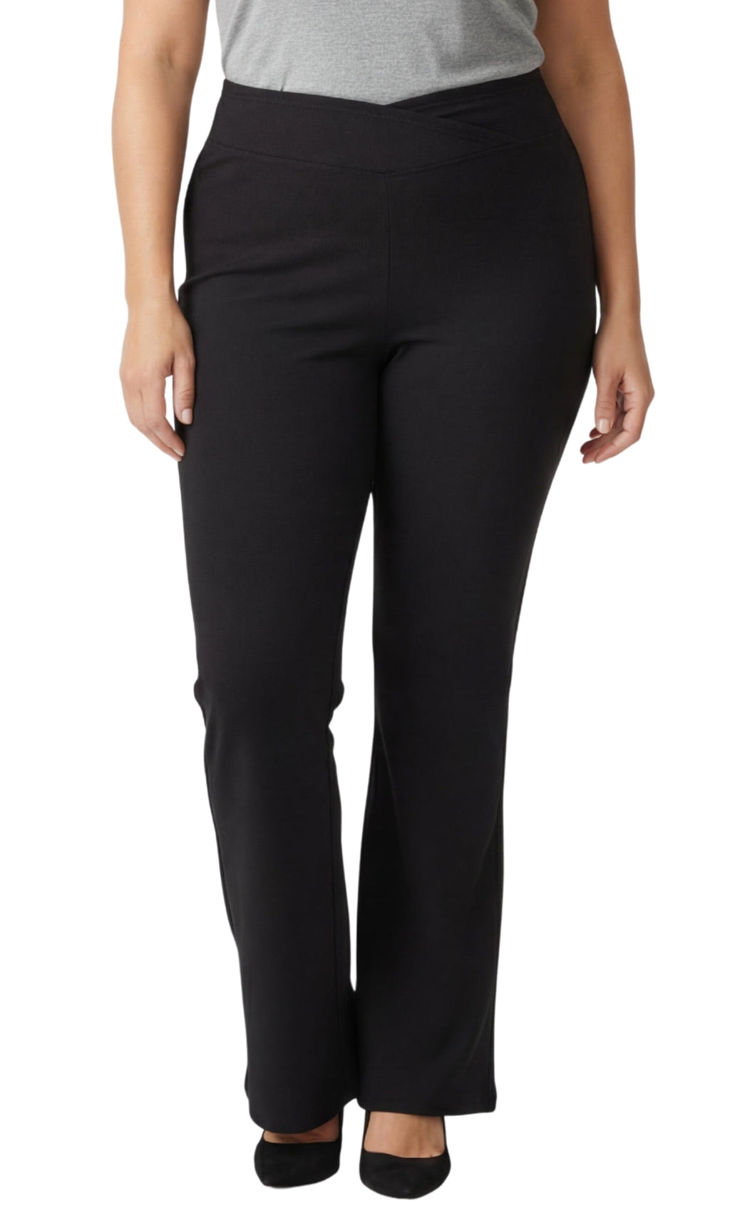 Women's Pull-on Cotton Stretch Bootcut Flare Leggings with a Crossover waistband
