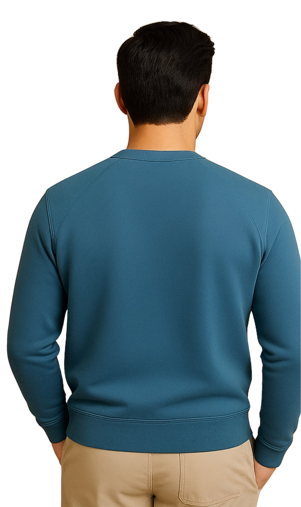 Mens 3-Pocket Fleece Sweatshirt with Raglan Seams, Chest Pocket and Tagless Neck