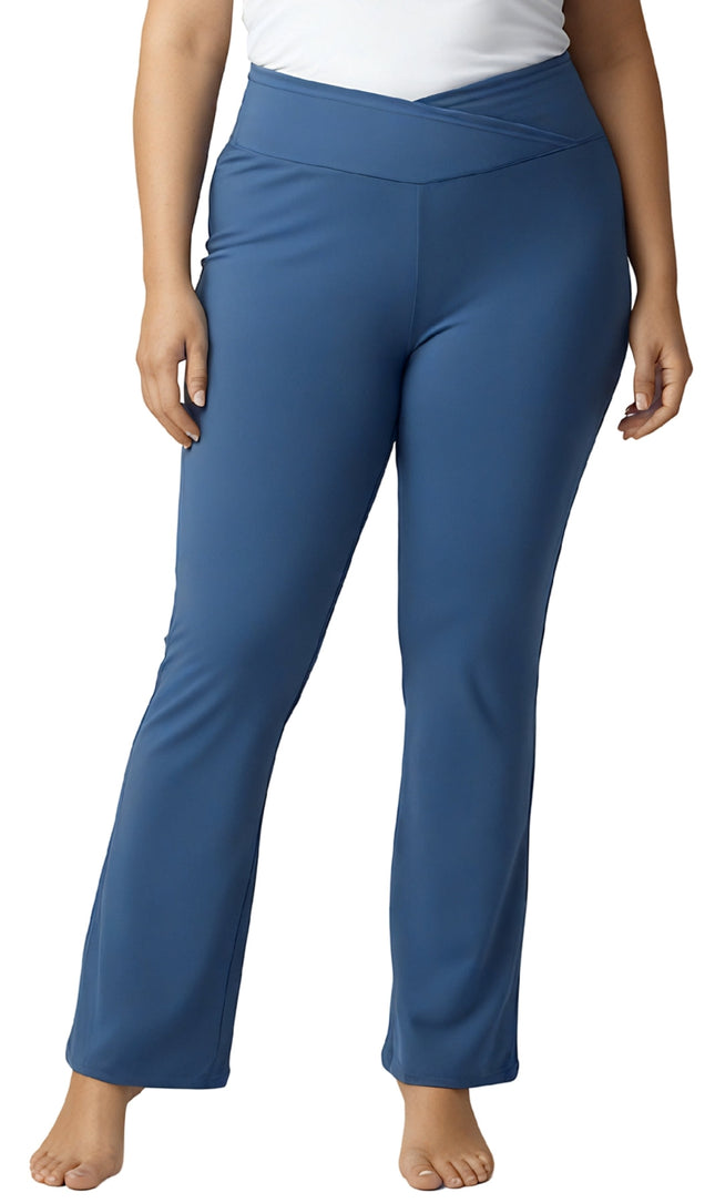Women's Pull-on Cotton Stretch Bootcut Flare Leggings with a Crossover waistband