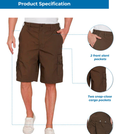 Men's Cargo Shorts with Elastic Waist and Multi Pockets for added comfort
