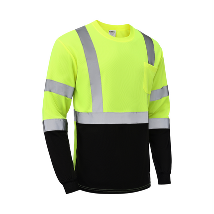 Kiwi High Visibility ANSI/ISEA 107-2020, Type R, Class 3 Two Tone Neon Long Sleeve Safety Shirt [73100]