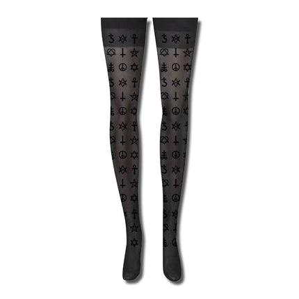 Occulted Stockings – Mystical Nylon Blend Tights for Alt Fashion, Goth Style & Layering