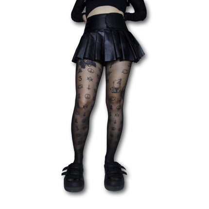 Occulted Stockings – Mystical Nylon Blend Tights for Alt Fashion, Goth Style & Layering