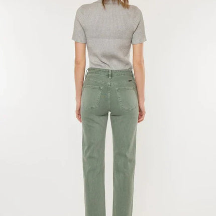 Ultra High Rise 90's Olive Straight Leg Jeans-CLEARANCE