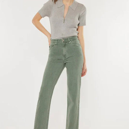Ultra High Rise 90's Olive Straight Leg Jeans-CLEARANCE