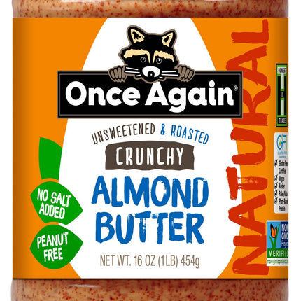 Almond Butter, Crunchy, No Salt