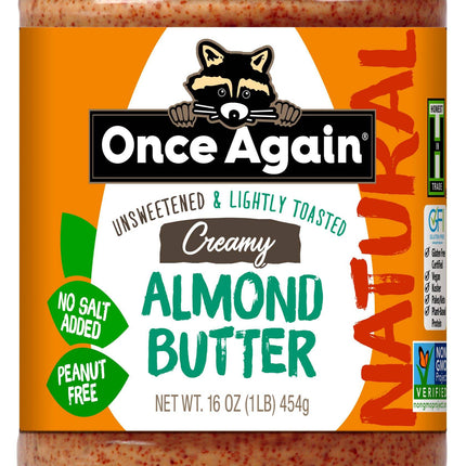 Almond Butter, Creamy, No Salt, Lightly Toasted