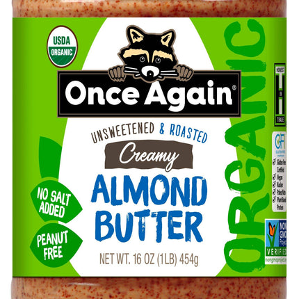 Almond Butter, Creamy, No Salt, Organic