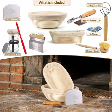 CRISS ELITE Sourdough Bread Baking Starter Kit 9" Banneton Proofing 2-Pack