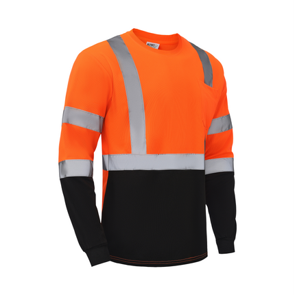 Kiwi High Visibility ANSI/ISEA 107-2020, Type R, Class 3 Two Tone Orange Long Sleeve Safety Shirt [73200]
