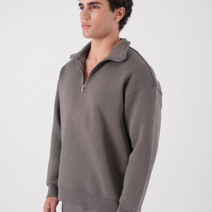 Unisex Oversize Half-Zip Sweatshirt & Baggy Sweatpants Set