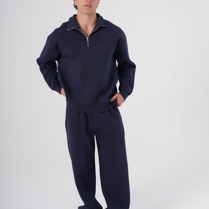 Unisex Oversize Half-Zip Sweatshirt & Baggy Sweatpants Set
