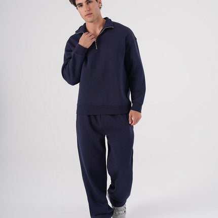 Unisex Oversize Half-Zip Sweatshirt & Baggy Sweatpants Set