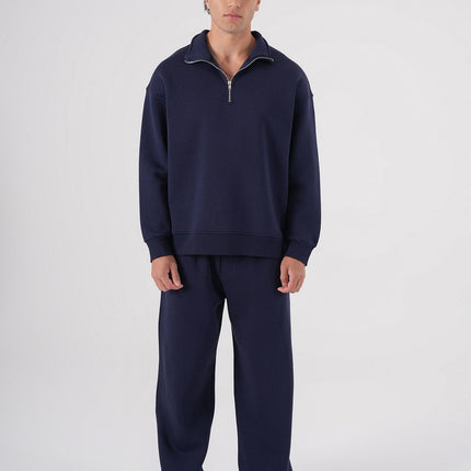 Unisex Oversize Half-Zip Sweatshirt & Baggy Sweatpants Set