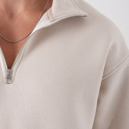 Unisex Oversize Half-Zip Sweatshirt & Baggy Sweatpants Set