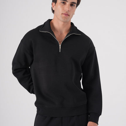 Unisex Oversize Half-Zip Sweatshirt & Baggy Sweatpants Set