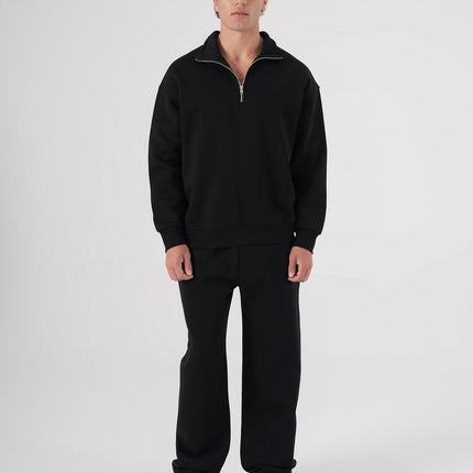 Unisex Oversize Half-Zip Sweatshirt & Baggy Sweatpants Set