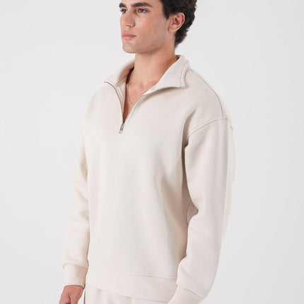 Unisex Oversize Half-Zip Sweatshirt & Baggy Sweatpants Set