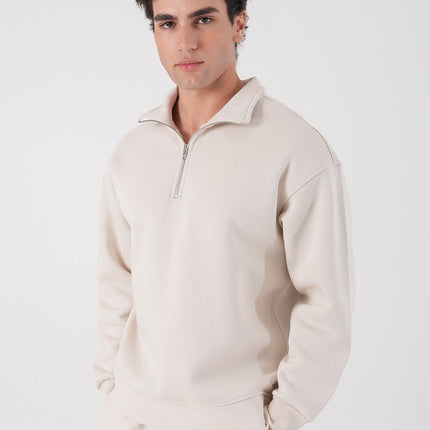 Unisex Oversize Half-Zip Sweatshirt & Baggy Sweatpants Set