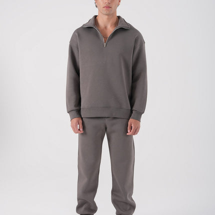 Unisex Oversize Half-Zip Sweatshirt & Baggy Sweatpants Set