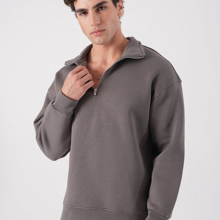 Unisex Oversize Half-Zip Sweatshirt & Baggy Sweatpants Set