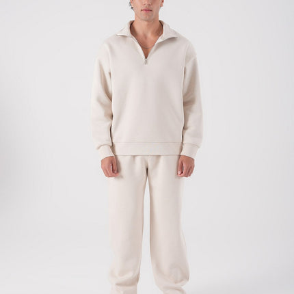 Unisex Oversize Half-Zip Sweatshirt & Baggy Sweatpants Set