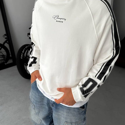 Unisex Oversize Sweatshirt with Varsity Stripes