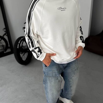 Unisex Oversize Sweatshirt with Varsity Stripes
