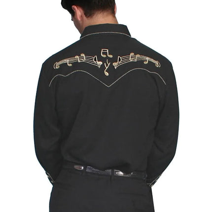 Scully Gold Music Note Embroidery - Mens Western Shirt